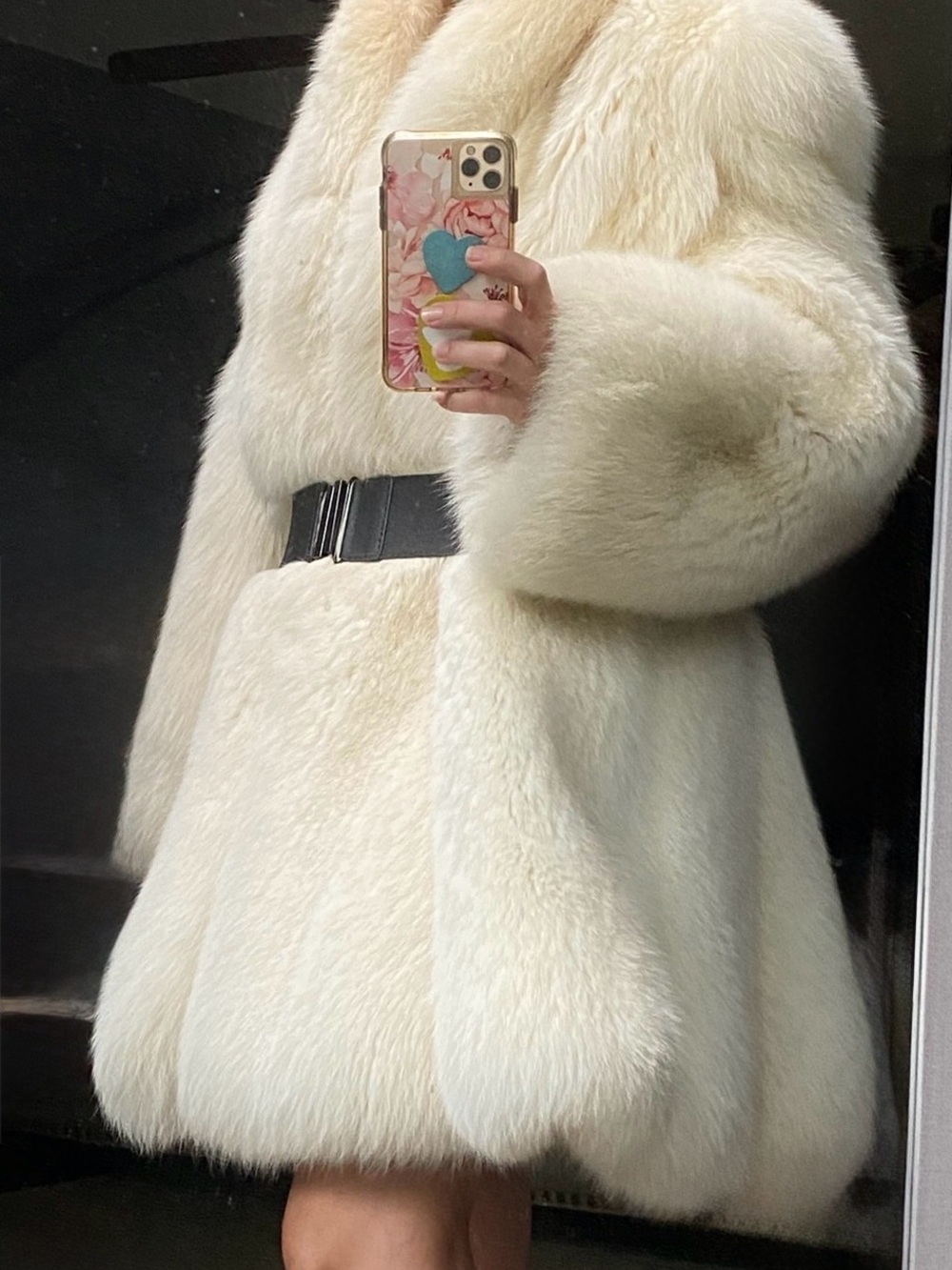 Luxury Women's Cream rare Fox Fur Coat! REVERSIBLE! Size M